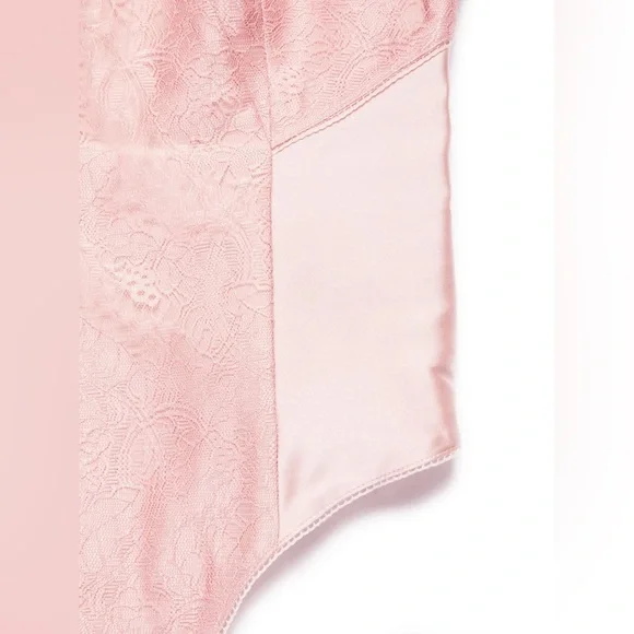 NWT Lani the Label Victoria Blush Pink Satin Lace Bodysuit Sz L Valentines Date - Picture 7 of 15